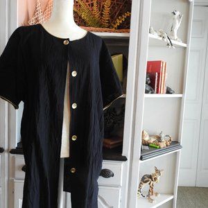 Black Cotton Short Sleeve button summer jacket